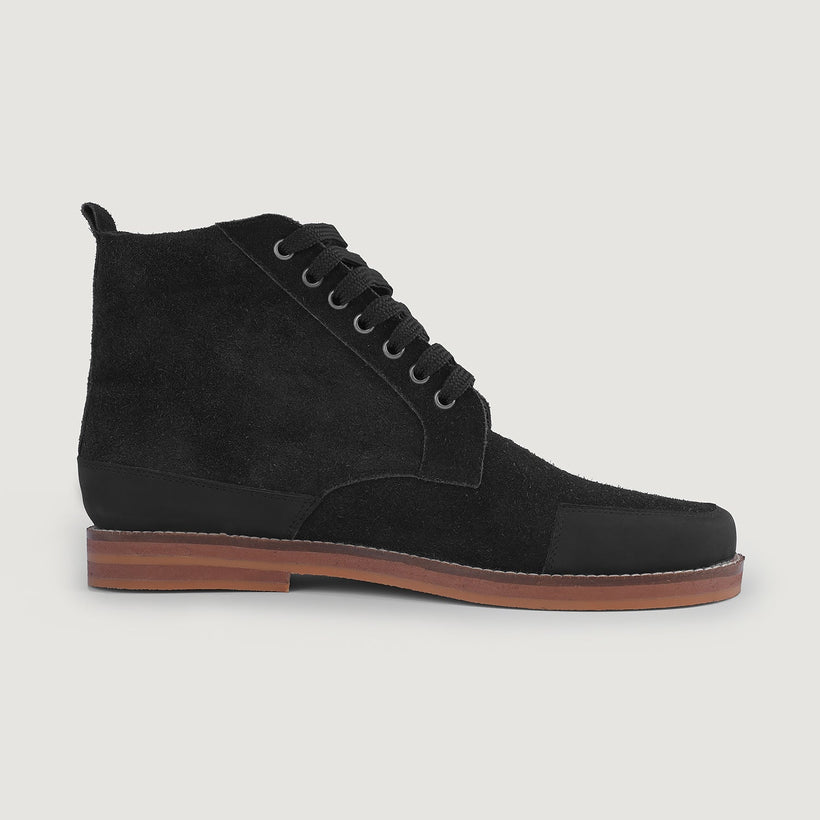 Carnell Moc Toe Preto Suede Boots para Homem