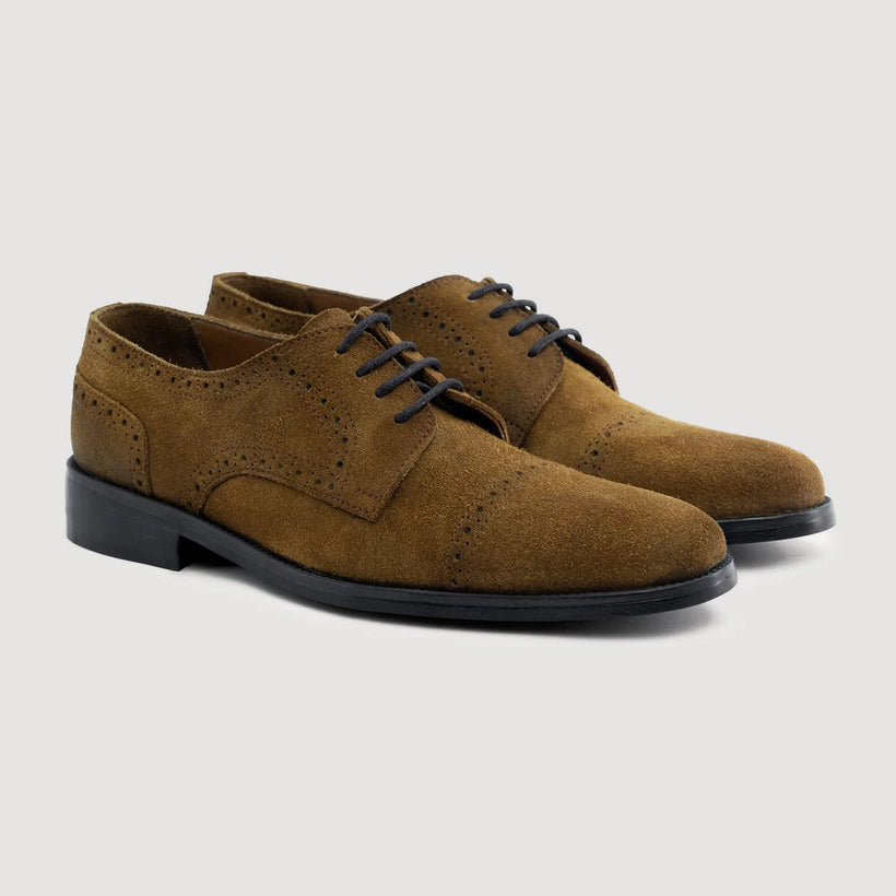 Dirk Brogues Derby Castanho Suede Leather Shoes - StudGuard para Homem