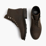 Captain Tobacco Leather Boots - Reinforced Heel Counter & Precision Double-Row Stitching Detail