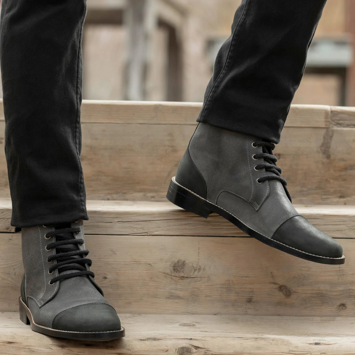 Orlaven Knight Derby Grey & Preto Botas em couro - StudGuard para Homem footwear image 9