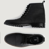 Knight Derby Matte Black Pullup Leather Boots TerraGrip For Men - Reinforced Heel Counter & Precision Double-Row Stitching Detail