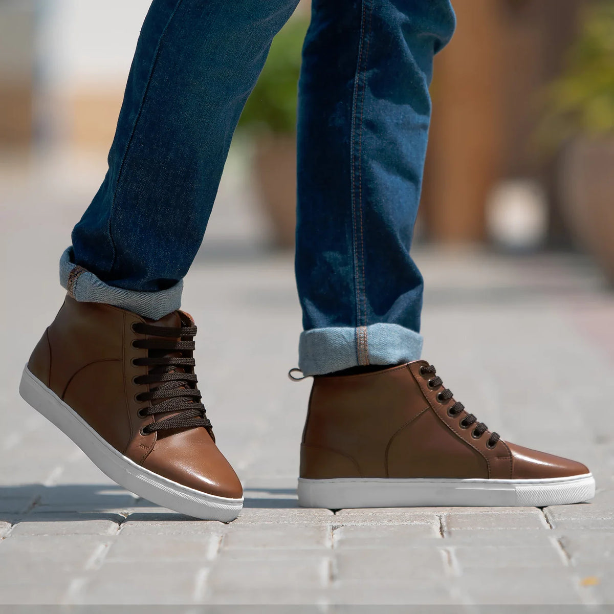 Orlaven Marty High Top Caramelo Sapatilhas em pele para Homem footwear image 9