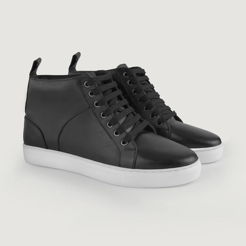 Marty High Top Preto Sapatilhas em pele para Homem