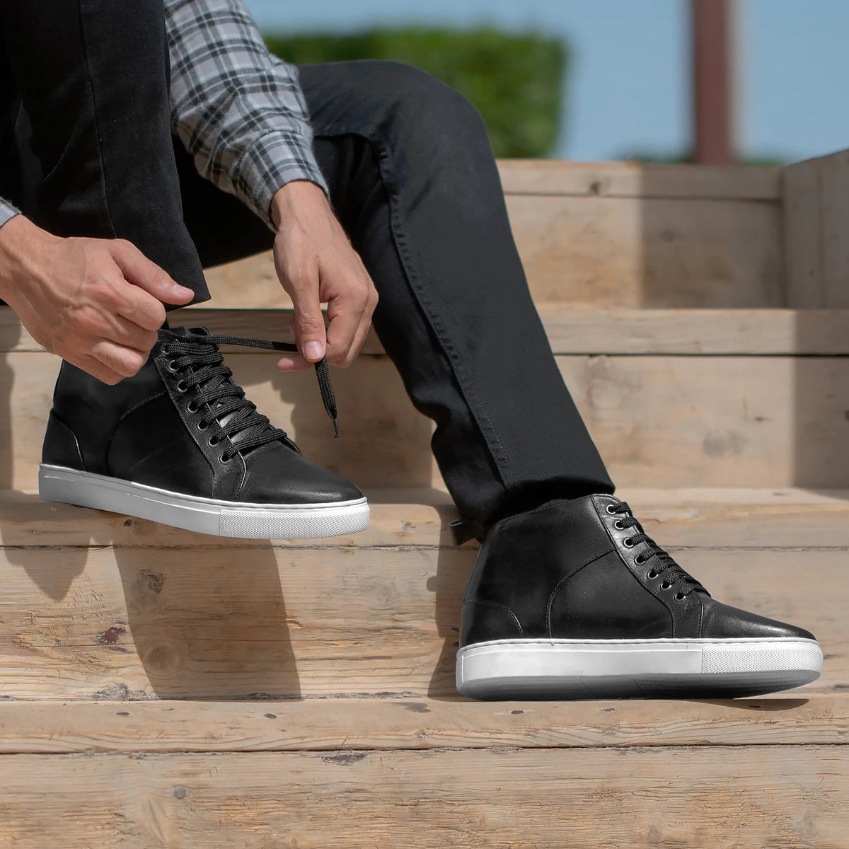 Orlaven Marty High Top Preto Sapatilhas em pele para Homem footwear image 10