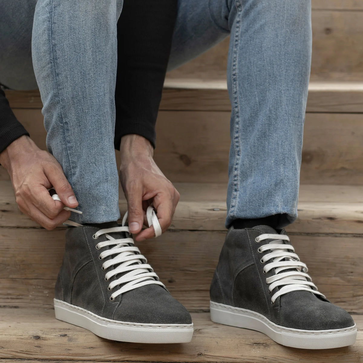 Orlaven Marty High Top Grey Suede Sapatilhas em pele para Homem footwear image 10