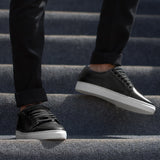 Murphy Low Top Black Leather Sneakers - Reinforced Heel Counter & Precision Double-Row Stitching Detail