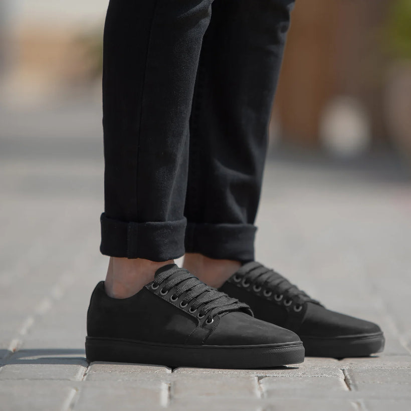Murphy Low Top Preto Nubuck Sapatilhas em pele para Homem