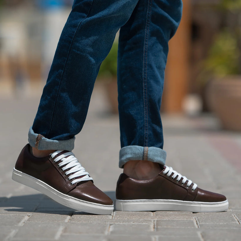 Murphy Low Top Bordô Sapatilhas em pele para Homem