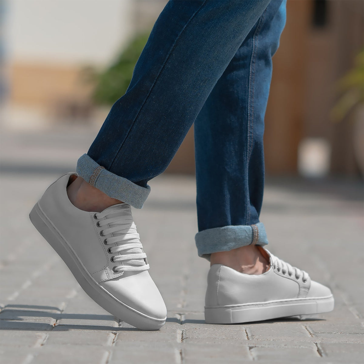 White Full-Grain leather Sneakers - Construção de vira Goodyear e biqueira