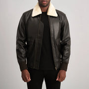 
Airin G-1 Castanho & Cream Jaqueta Bomber de Couro para Homem in Brown Sheepskin Leather - Vista frontal e silhueta ajustada | Comprar online