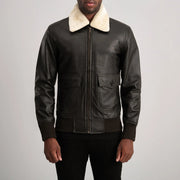 
Vista detalhada of Shirt with Removable Fur & Zipper Hardware on Airin G-1 Castanho & Cream Jaqueta Bomber de Couro para Homem