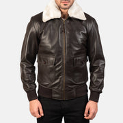 
Vista detalhada of Shirt with Removable Fur & Zipper Hardware on Airin G-1 Castanho Jaqueta Bomber de Couro para Homem