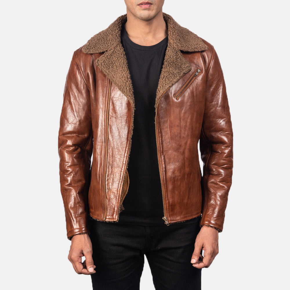 
Alberto Shearling Castanho Jaqueta de Couro para Homem in Brown Sheepskin Leather - Vista frontal e silhueta ajustada | Comprar online