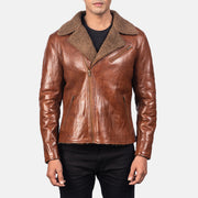 
Alberto Shearling Castanho Jaqueta de Couro para Homem - Vista lateral mostrando o corte ergonómico de mangas