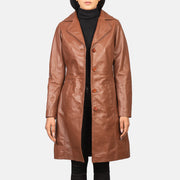 
Alexis Castanho Single Breasted Casaco em Couro para Mulher in Brown Cowhide Leather - Vista frontal e silhueta ajustada | Comprar online