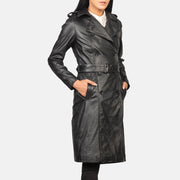 
Vista detalhada of Notch & Buttons Hardware on Alice Black Double Breasted Leather Coat