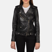 
Alison Preto Jaqueta Biker de Couro para Mulher in Black Cowhide Leather - Vista frontal e silhueta ajustada | Comprar online