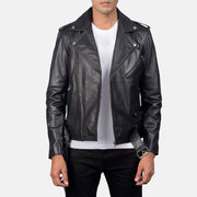 
Allaric Alley Black Leather Biker Jacket in Black Cowhide Leather - Vista frontal e silhueta ajustada | Comprar online