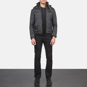 Men's Alps Quilted Black Windbreaker Jacket - Lateral Side Profile View Showing Sleeve Cut &amp; Athletic Taper Fit