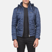 
Alps Quilted Blue Windbreaker Jacket in Blue Nylon - Vista frontal e silhueta ajustada | Comprar online