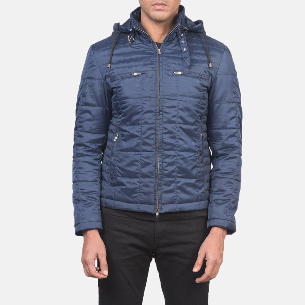 
Alps Quilted Blue Windbreaker Jacket - Vista lateral mostrando o corte ergonómico de mangas