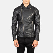 Close-Up Detail of Notch &amp; Zipper Hardware on Men's Armand Green Suede Biker Jacket