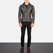 Armand Verde Blusão Biker de Couro para Homem – alternate product view 4