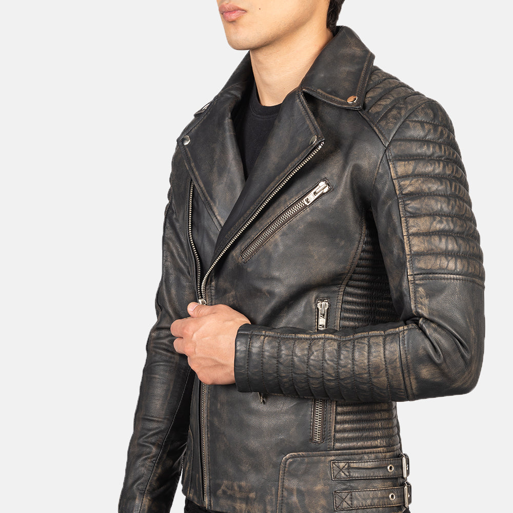 Armand Verde Blusão Biker de Couro para Homem – alternate product view 5