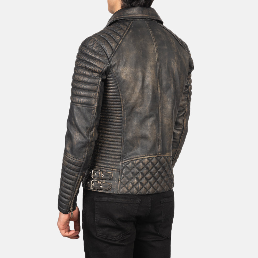 Armand Verde Blusão Biker de Couro para Homem – alternate product view 6