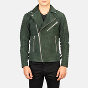 Armand Verde Blusão Biker de Couro para Homem – alternate product view 1
