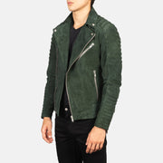 Armand Verde Blusão Biker de Couro para Homem – alternate product view 2