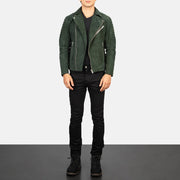 Armand Verde Blusão Biker de Couro para Homem – alternate product view 3