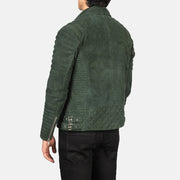 Armand Verde Blusão Biker de Couro para Homem – alternate product view 5