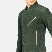 Armand Verde Blusão Biker de Couro para Homem – alternate product view 6