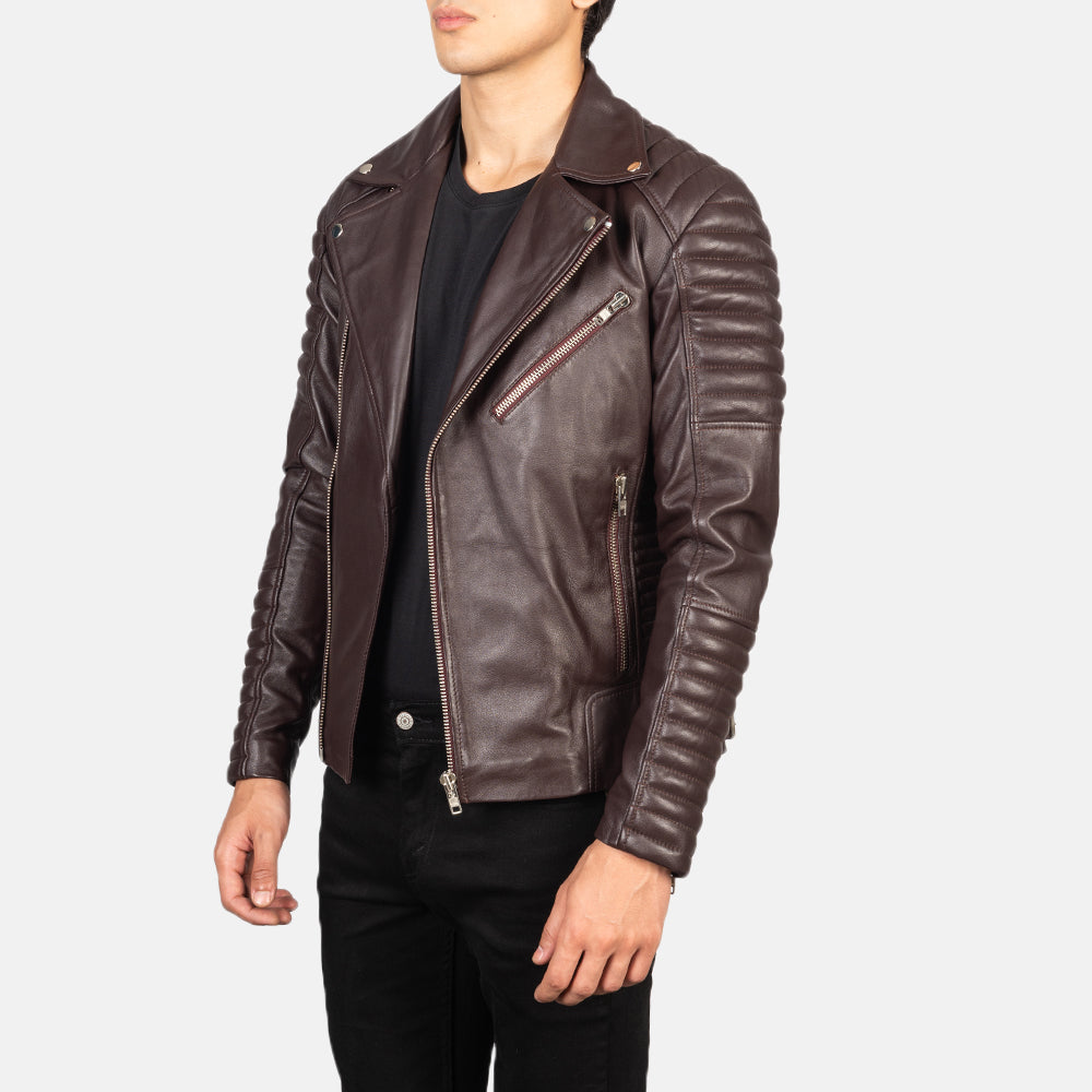 Armand Verde Blusão Biker de Couro para Homem – alternate product view 2