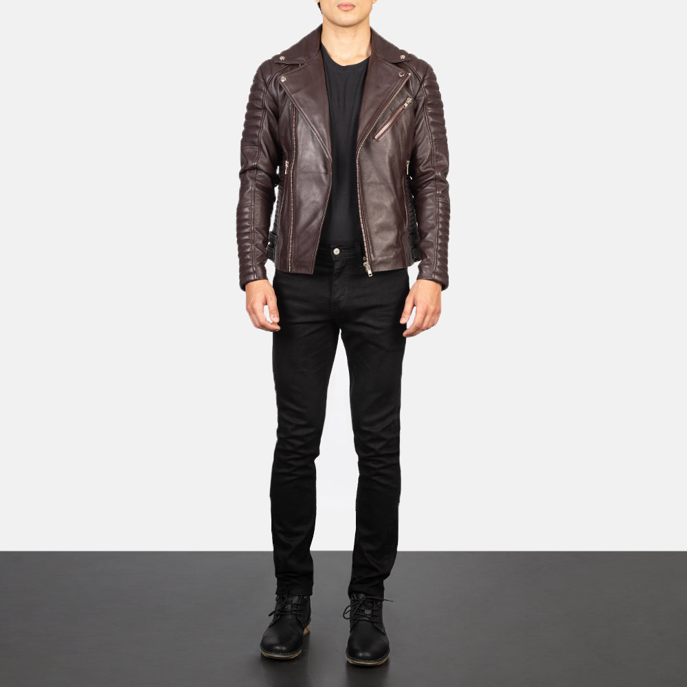Armand Verde Blusão Biker de Couro para Homem – alternate product view 3
