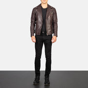 Armand Verde Blusão Biker de Couro para Homem – alternate product view 3