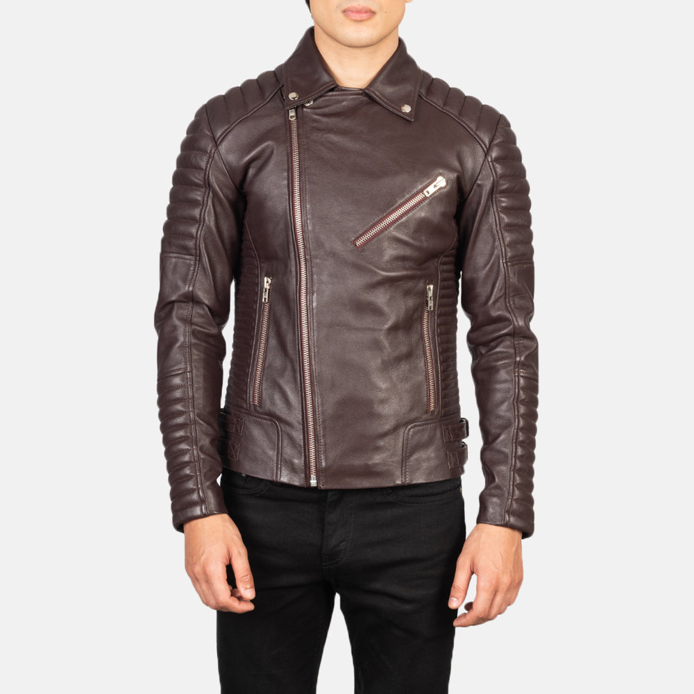 Armand Verde Blusão Biker de Couro para Homem – alternate product view 4