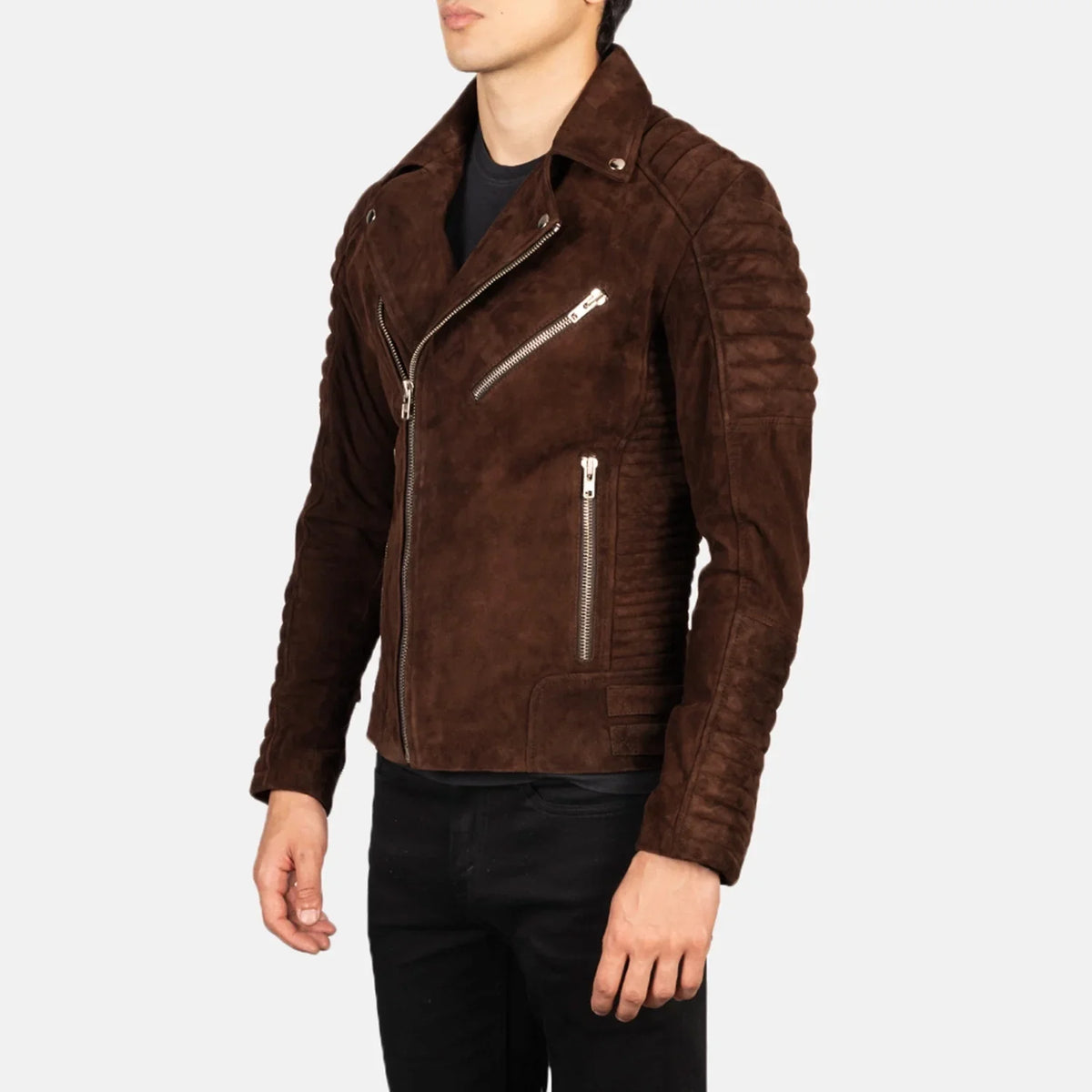 Armand Verde Blusão Biker de Couro para Homem – alternate product view 2