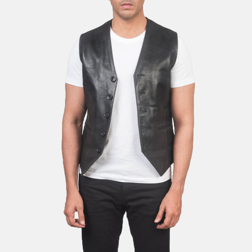 Auden Preto Colete de Couro para Homem