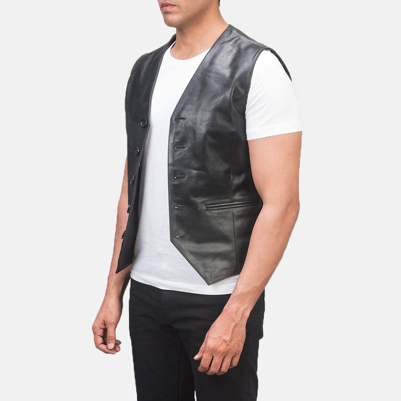 Auden Preto Colete de Couro para Homem