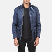 Men's Barry Acolchoado Azul Windbreaker Blusão de Couro para Homem in Blue Nylon - Front Profile View &amp; Tailored Silhouette | Buy Online