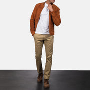 Blain Castanho Blusão Bomber de Couro para Homem – alternate product view 4