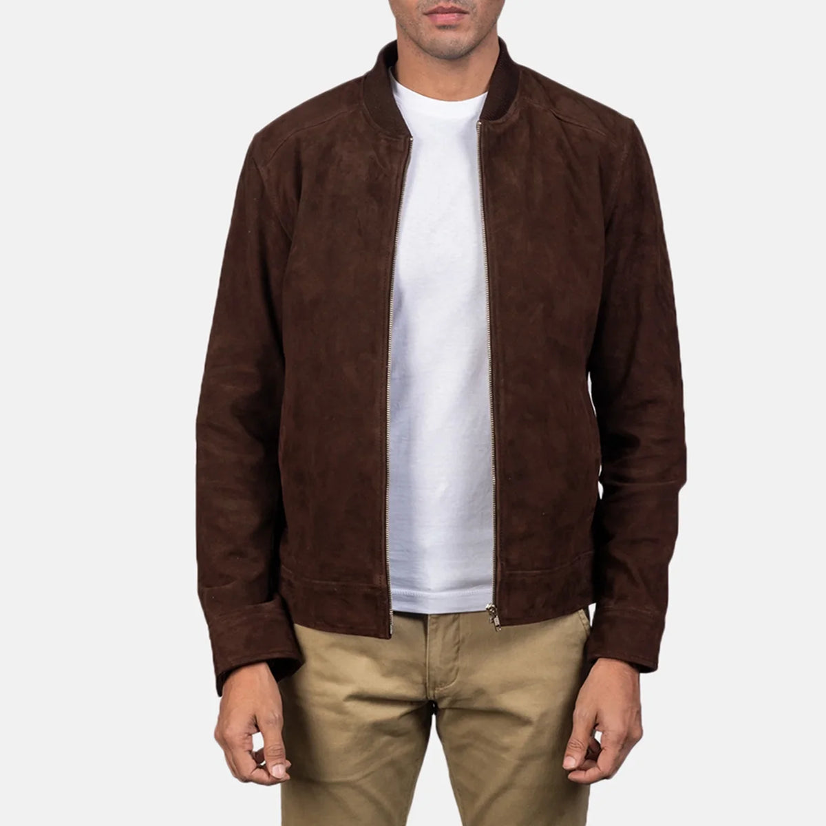 Blain Castanho Blusão Bomber de Couro para Homem – alternate product view 1