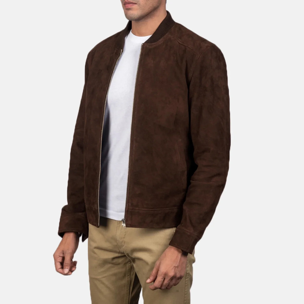 Blain Castanho Blusão Bomber de Couro para Homem – alternate product view 2