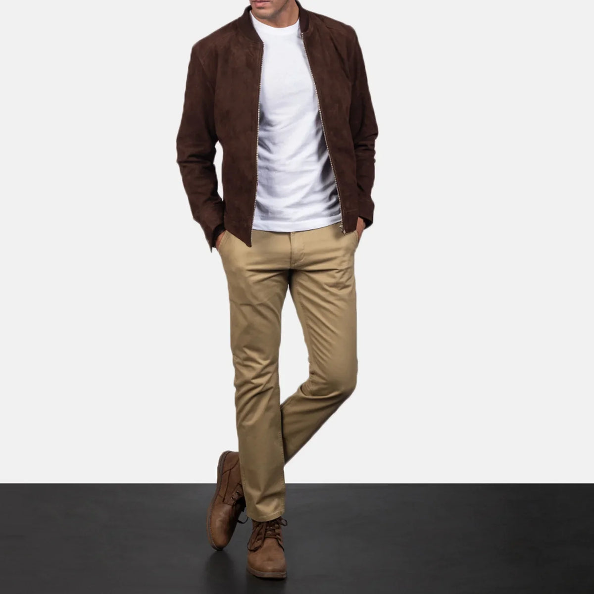 Blain Castanho Blusão Bomber de Couro para Homem – alternate product view 3