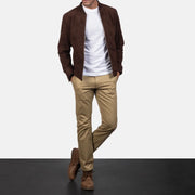 Blain Castanho Blusão Bomber de Couro para Homem – alternate product view 3