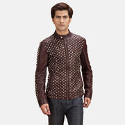 
Blix Bono Bordô Jaqueta Biker de Couro para Homem in Maroon Sheepskin Leather - Vista frontal e silhueta ajustada | Comprar online
