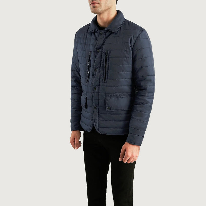 Bo Quilt Windbreaker Blusão de Couro para Homem