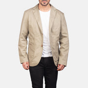 Borges Beige Blazer de Couro para Homem in Beige Poly-Cotton - Front Profile View &amp; Tailored Silhouette | Buy Online